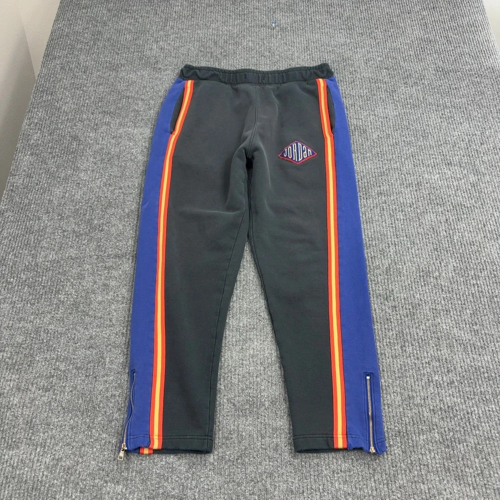Jordan Sweatpants Mens‎ Black Blue Red Yellow Side Stripe Ankle Zip Athletic